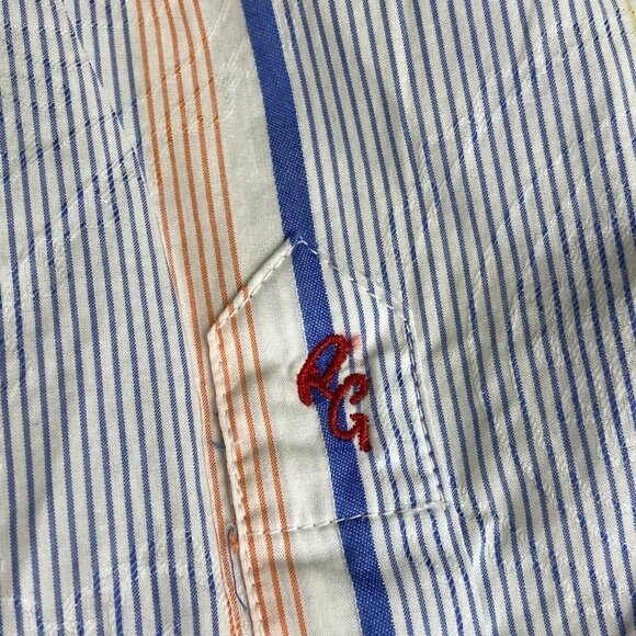 Robert Graham Men's Large Long Sleeve Striped Floral Flip Cuff Button Up Shirt - Picture 6 of 16